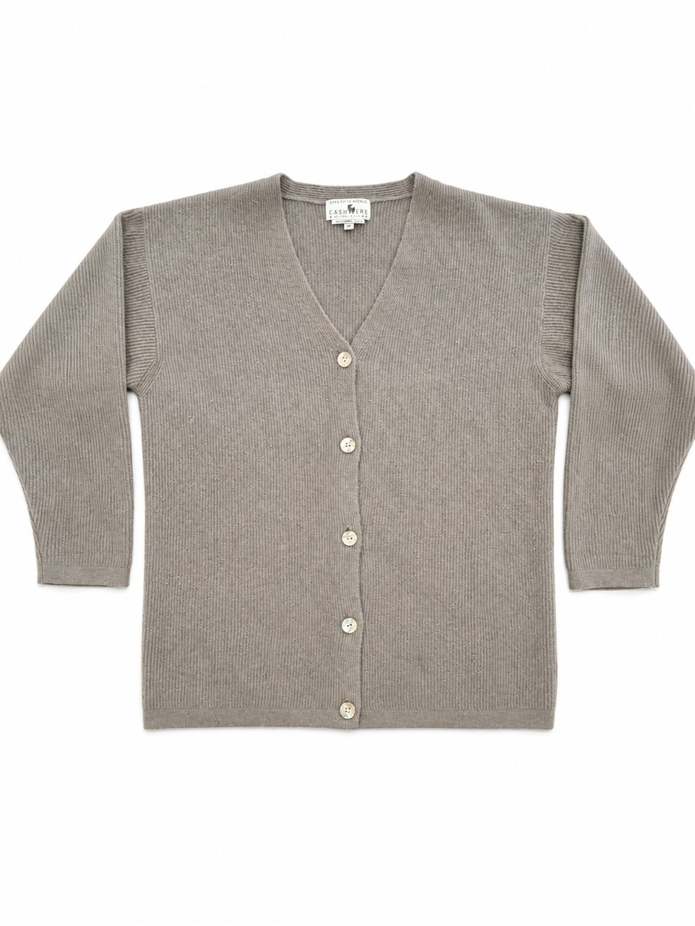 Saks Fifth Ave 100% Cashmere Cardigan Sweater Taupe Women’s Medium